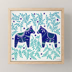 Swedish Dala Horses - Navy & Blue Palette Mini Art Print Gallery Image 1