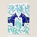 Swedish Dala Horses - Navy & Blue Palette Stationery Card Gallery Image 2