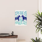 Swedish Dala Horses - Navy & Blue Palette Poster Gallery Image 2