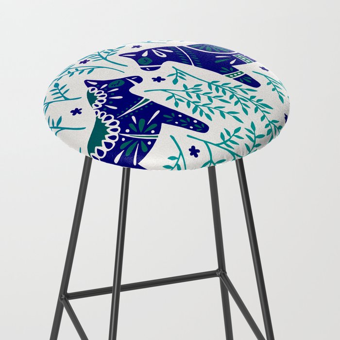 Swedish Dala Horses - Navy & Blue Palette Stool Gallery Image 2