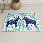 Swedish Dala Horses - Navy & Blue Palette Rug Gallery Image 1
