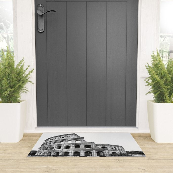 Colosseum Rome Black and White Welcome Mat Gallery Image 3