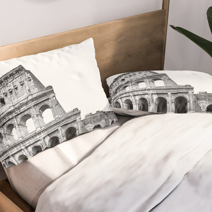 Colosseum Rome Black and White Pillow Sham Gallery Image 2