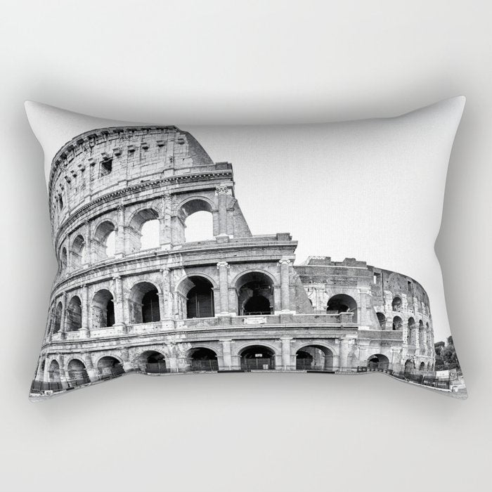 Colosseum Rome Black and White Rectangular Pillow Gallery Image 1