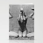 What the girls drink when the guys aren't looking - three girlfriends drinking at the beach black and white photograph Stationery Card Gallery Image 2