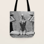 What the girls drink when the guys aren't looking - three girlfriends drinking at the beach black and white photograph Tote Bag Gallery Image 1
