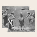 What the girls drink when the guys aren't looking - three girlfriends drinking at the beach black and white photograph Placemat Gallery Image 1