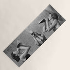 What the girls drink when the guys aren't looking - three girlfriends drinking at the beach black and white photograph Yoga Mat Gallery Image 1