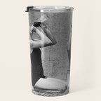 What the girls drink when the guys aren't looking - three girlfriends drinking at the beach black and white photograph Travel Mug Gallery Image 3