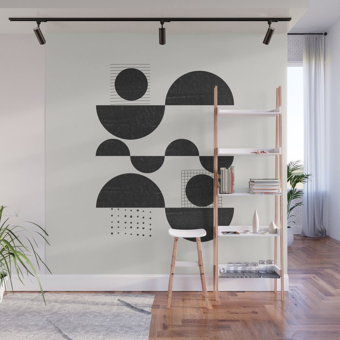 Black And White Bauhaus Abstract Wall Mural Gallery Image 1