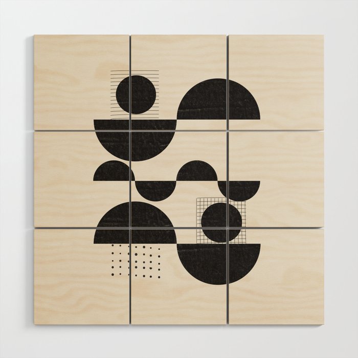 Black And White Bauhaus Abstract Wood Wall Art Gallery Image 1