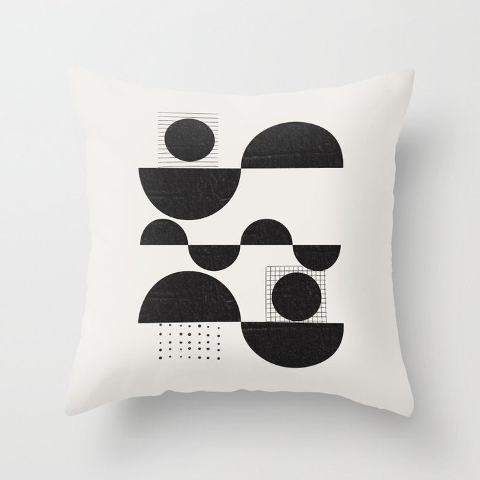 Black And White Bauhaus Abstract Throw Pillow Gallery Image 6