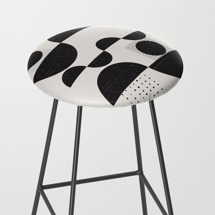 Black And White Bauhaus Abstract Stool Gallery Image 2