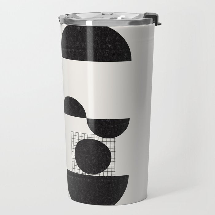 Black And White Bauhaus Abstract Travel Mug Gallery Image 2