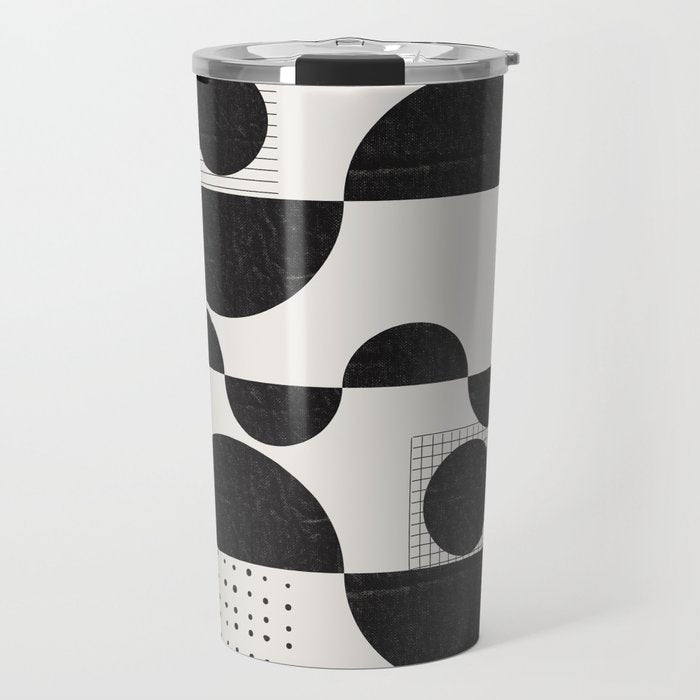 Black And White Bauhaus Abstract Travel Mug Gallery Image 1