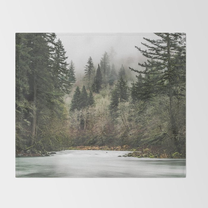 Pacific Northwest Forest River - 24/365 Throw Blanket Gallery Image 2