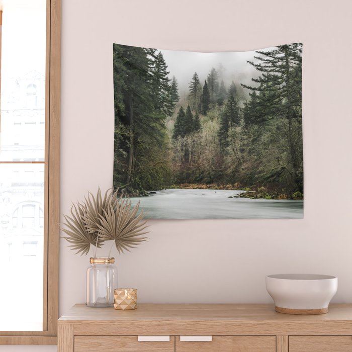 Pacific Northwest Forest River - 24/365 Wall Tapestry Gallery Image 2