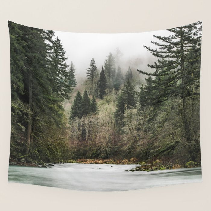 Pacific Northwest Forest River - 24/365 Wall Tapestry Gallery Image 4