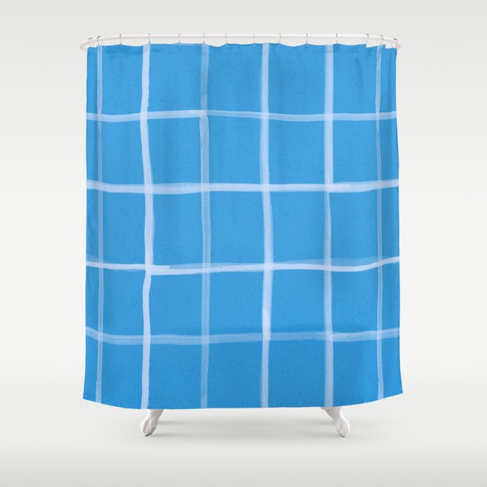 Abstract Tennis Net Pattern in Sky Blue Shower Curtain Gallery Image 1
