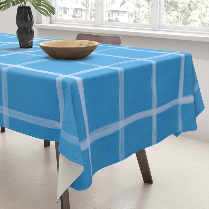 Abstract Tennis Net Pattern in Sky Blue Tablecloth Gallery Image 3