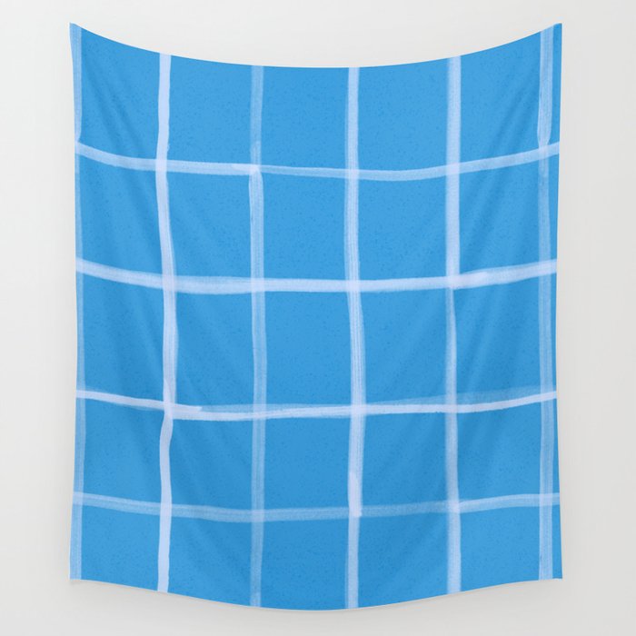 Abstract Tennis Net Pattern in Sky Blue Wall Tapestry Gallery Image 4