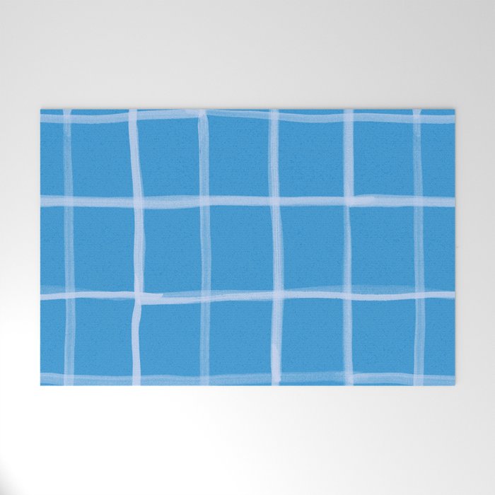 Abstract Tennis Net Pattern in Sky Blue Welcome Mat Gallery Image 1