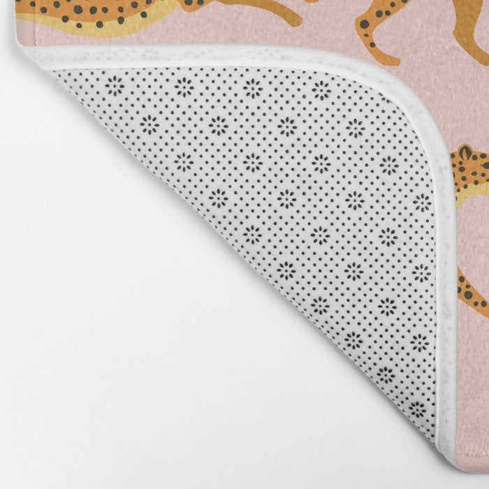 Leopard jaguar pink memphis pattern Bath Mat Gallery Image 2