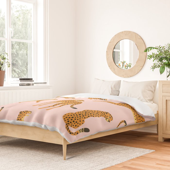 Leopard jaguar pink memphis pattern Duvet Cover Gallery Image 2