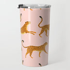 Leopard jaguar pink memphis pattern Travel Mug Gallery Image 3