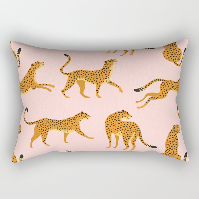 Leopard jaguar pink memphis pattern Rectangular Pillow Gallery Image 2