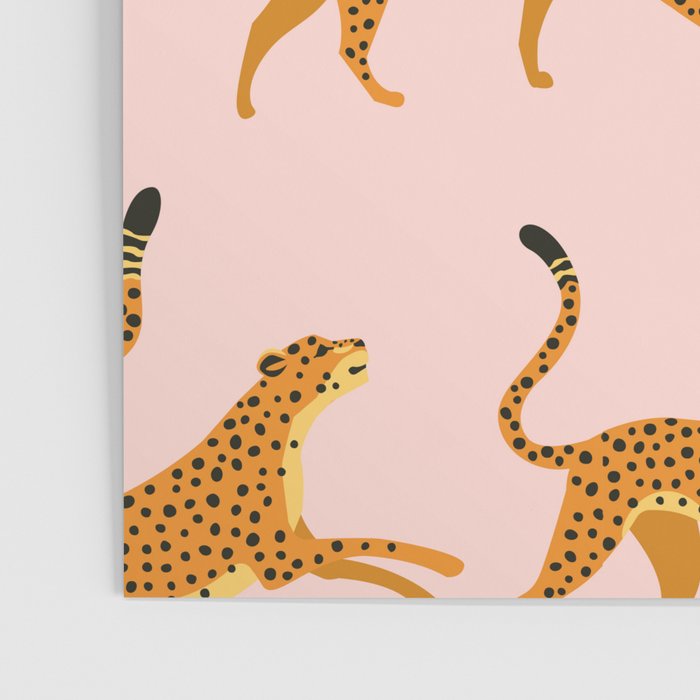 Leopard jaguar pink memphis pattern Poster Gallery Image 3