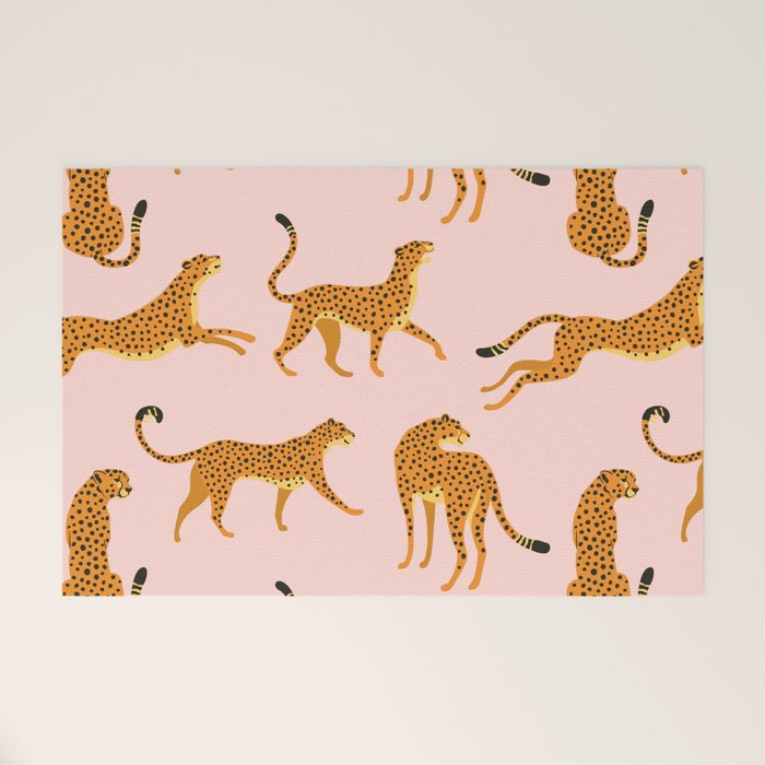 Leopard jaguar pink memphis pattern Welcome Mat Gallery Image 1