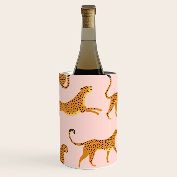 Leopard jaguar pink memphis pattern Wine Chiller Gallery Image 2