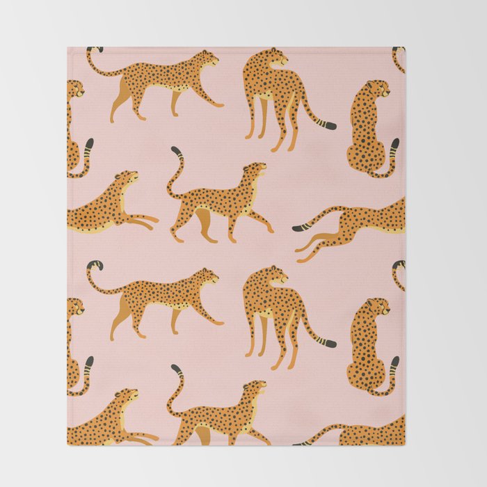Leopard jaguar pink memphis pattern Throw Blanket Gallery Image 2
