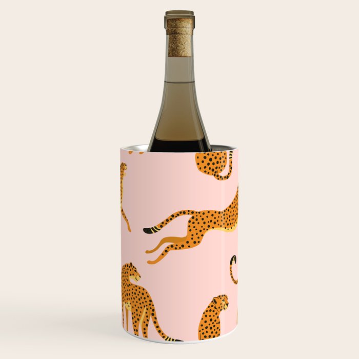 Leopard jaguar pink memphis pattern Wine Chiller Gallery Image 3