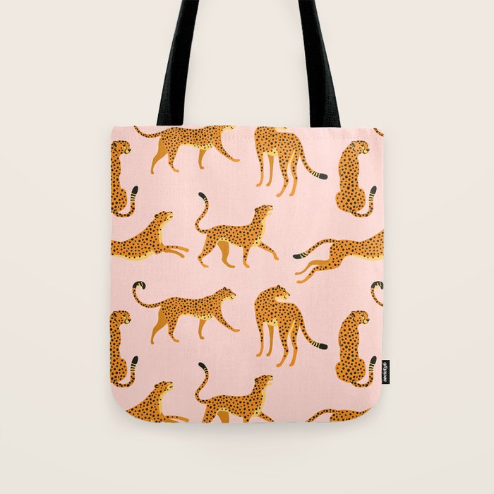 Leopard jaguar pink memphis pattern Tote Bag Gallery Image 1