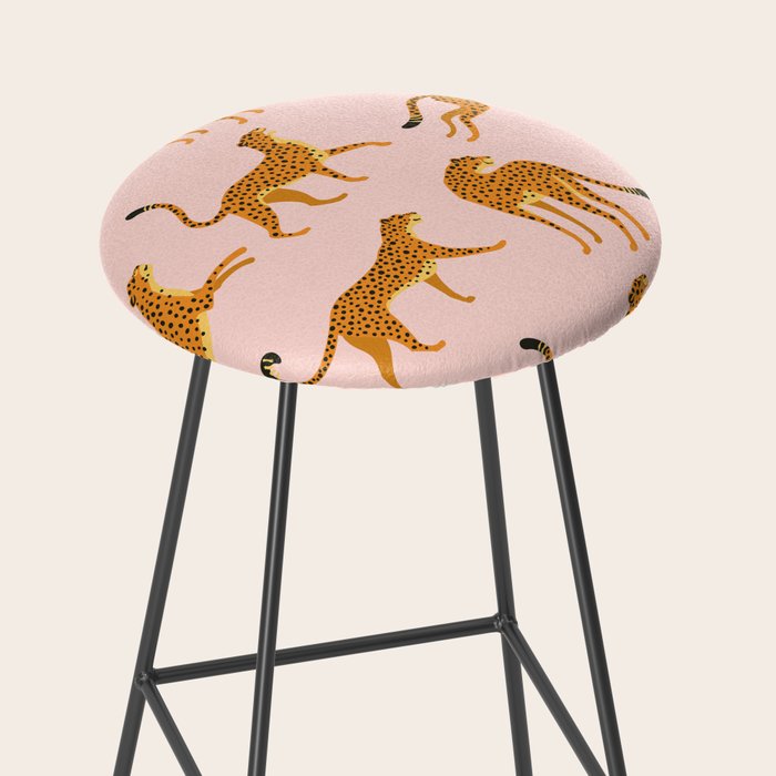 Leopard jaguar pink memphis pattern Stool Gallery Image 2