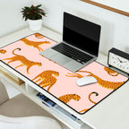 Leopard jaguar pink memphis pattern Desk Mat Gallery Image 2