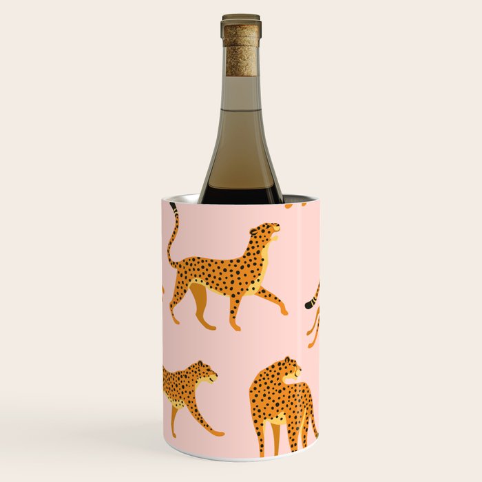 Leopard jaguar pink memphis pattern Wine Chiller Gallery Image 1