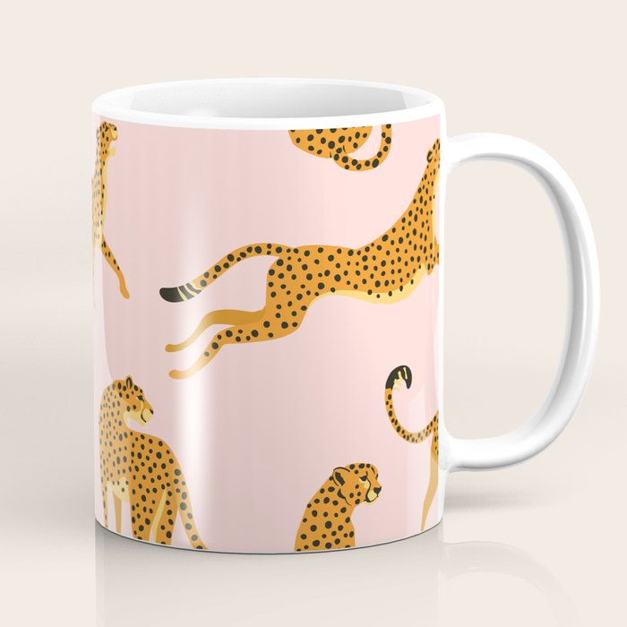 Leopard jaguar pink memphis pattern Coffee Mug