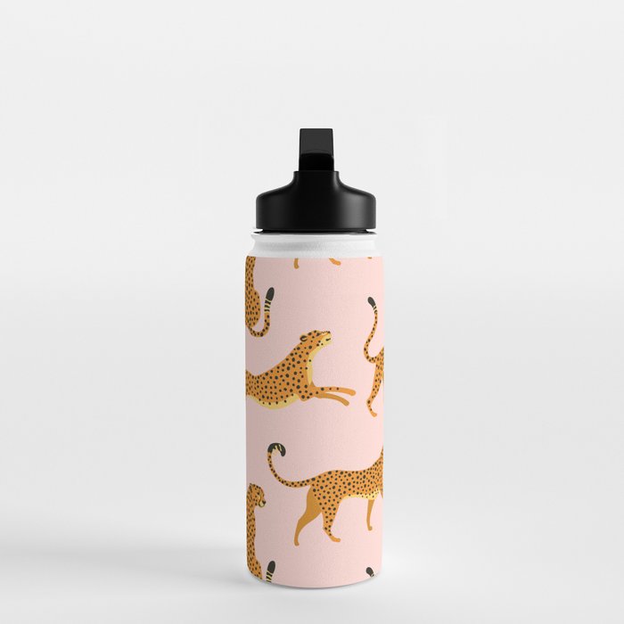 Leopard jaguar pink memphis pattern Water Bottle Gallery Image 3