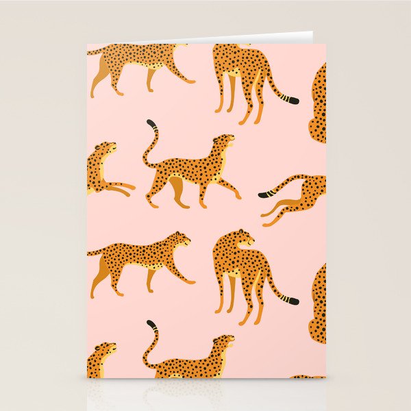 Leopard jaguar pink memphis pattern Stationery Card Gallery Image 2