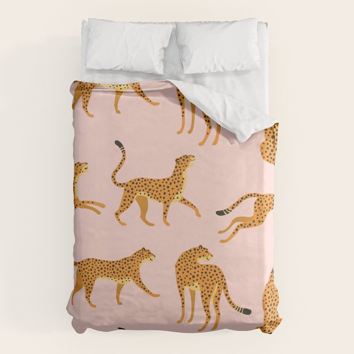 Leopard jaguar pink memphis pattern Duvet Cover Gallery Image 1