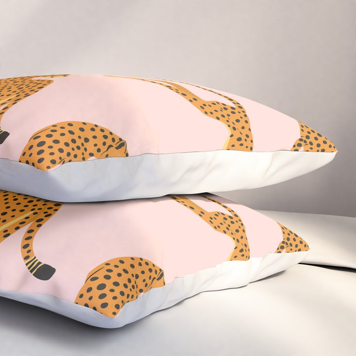 Leopard jaguar pink memphis pattern Pillow Sham Gallery Image 3