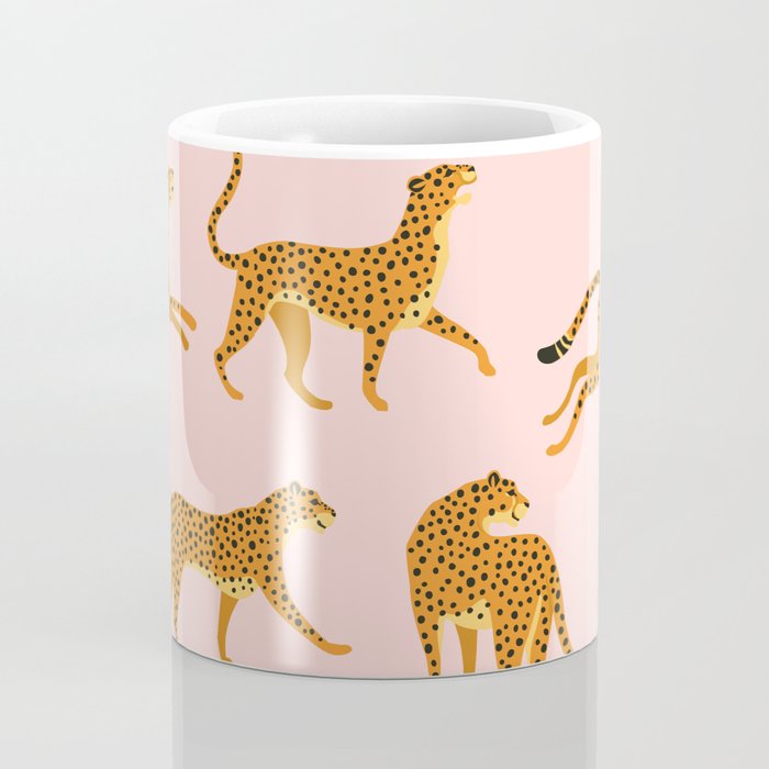 Leopard jaguar pink memphis pattern Coffee Mug Gallery Image 4