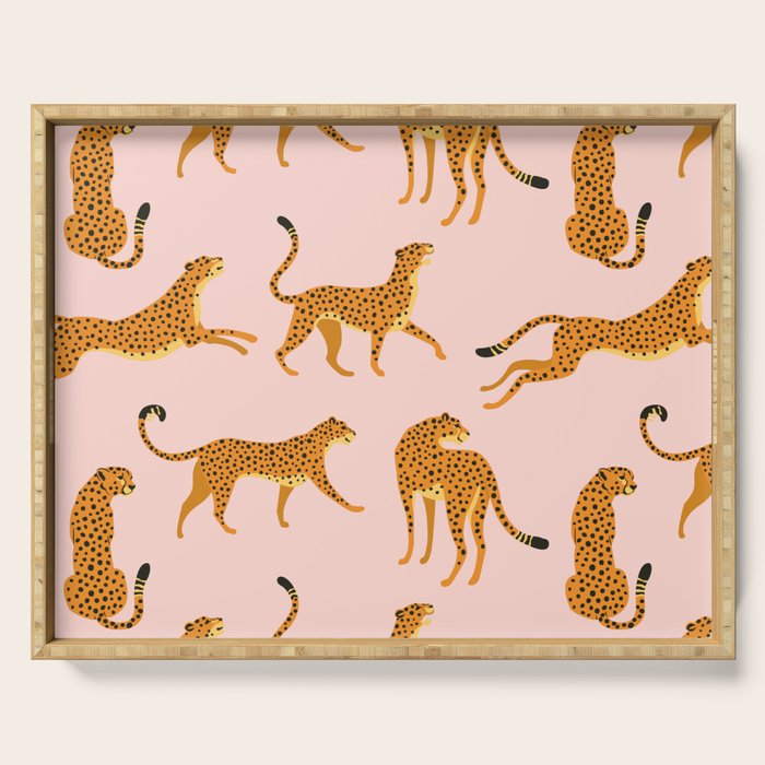 Leopard jaguar pink memphis pattern Serving Tray Gallery Image 1