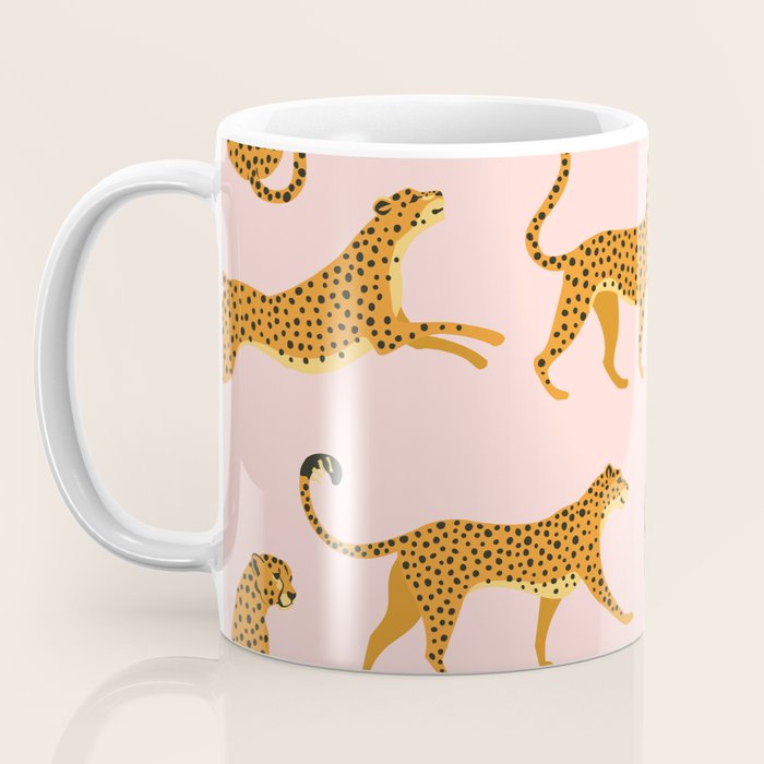 Leopard jaguar pink memphis pattern Coffee Mug Gallery Image 3