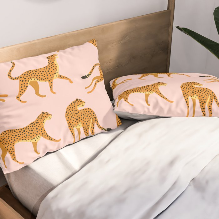 Leopard jaguar pink memphis pattern Pillow Sham Gallery Image 2