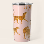 Leopard jaguar pink memphis pattern Travel Mug Gallery Image 1
