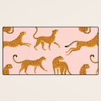 Leopard jaguar pink memphis pattern Desk Mat Gallery Image 3